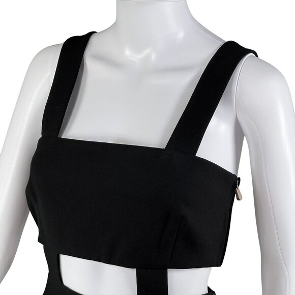 Cinq A Sept NWT Womens 8 Black Midi Cutout Dress Straps Side Zippers Bodycon - Picture 8 of 16